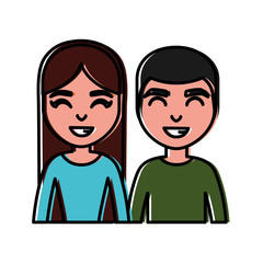 cartoon couple smiling icon