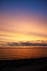 Naklejka premium colorful sunset at Vadum beach in Denmark 