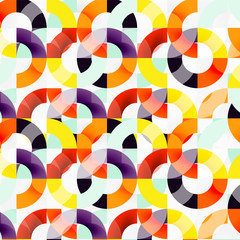 Colorful rings on grey background, modern geometric pattern design