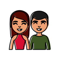 cartoon couple smiling icon