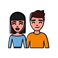 cartoon couple smiling icon