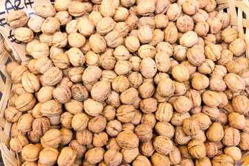 Piles of roasted peanuts