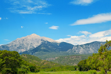 top of mountain Olympos (Turkey) and blue sky