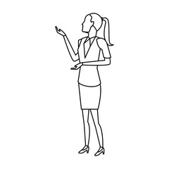 businesswoman full length gesturing with her hands