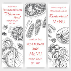 Vector illustration sketch - Mexican food. Card Menu mexican cuisine. vintage design template, banner.