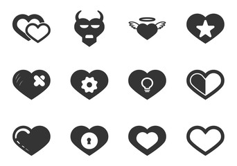 Heart icons set