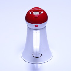 Megaphone speaker device, white red color, no logo