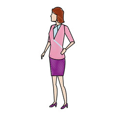 businesswoman full length gesturing with her hands