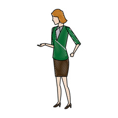 businesswoman full length gesturing with her hands