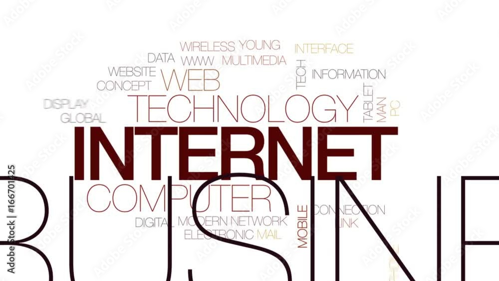 Poster internet animated word cloud, text design animation. kinetic typography.