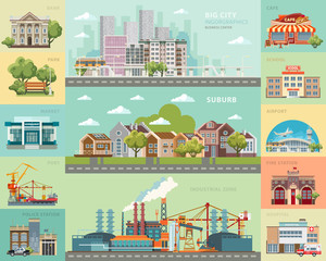 Naklejka premium Big city concept. Infrastructure vector set
