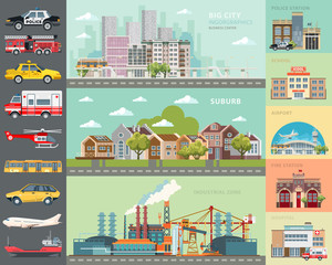 Big city concept. Infrastructure vector set