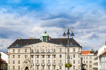 street view of downtown in Brno, Czech Republic