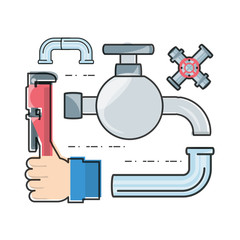 flat set icon tools plumbing