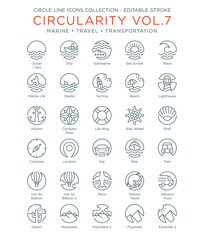 Circle Icons Collection Vol.7 - Marine, Travel and Transportation