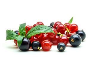 Black and Red Currants on white background