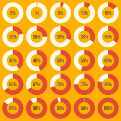 doughnut chart diagram in percentage for using in info graphic, flat design