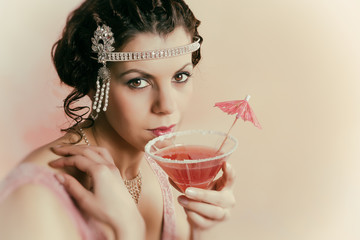 1920s vintage lady drinking