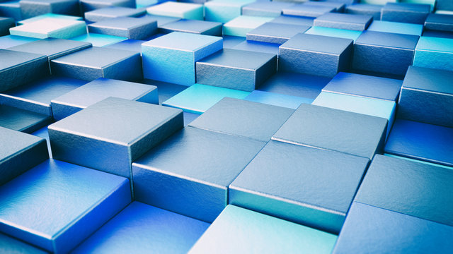 Abstract background of multi-colored cubes - 3D rendering