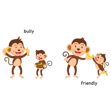 Opposite bully and friendly illustration