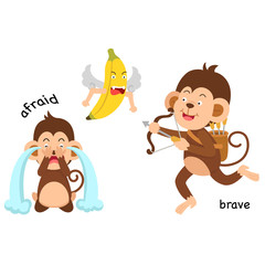 Opposite afraid and brave illustration