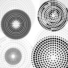 Abstract background with dotted circles. Dots in circular form. Vector design backdrop