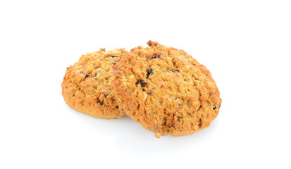 Chocolate chip cookies isolated on white background.