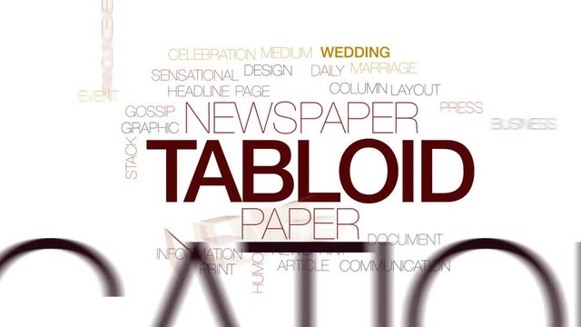 Tabloid animated word cloud, text design animation. Kinetic typography.