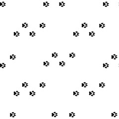 Seamless pattern with black dog tracks on white background. Vector illustration.
