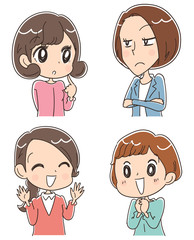 個性的な女性（主婦・OL）グループのイラスト
