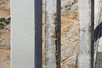 Renewing corrosion damages on arch and pillars of concrete bridge Maslenica on A1 highway in Croatia
