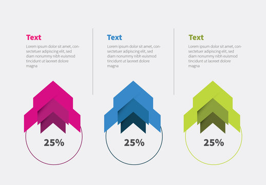 Three Section Colorful Upward Arrows Infographic Layout