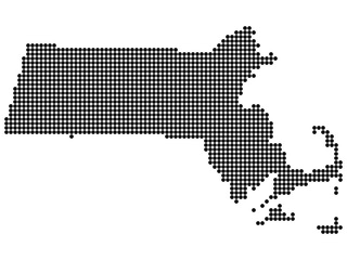 Map of Massachusetts state print. White background, black dots. Vector illustration. - 166710480