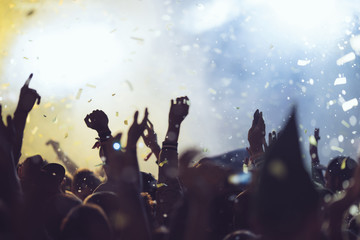 Dancing crowd at live concert, festival