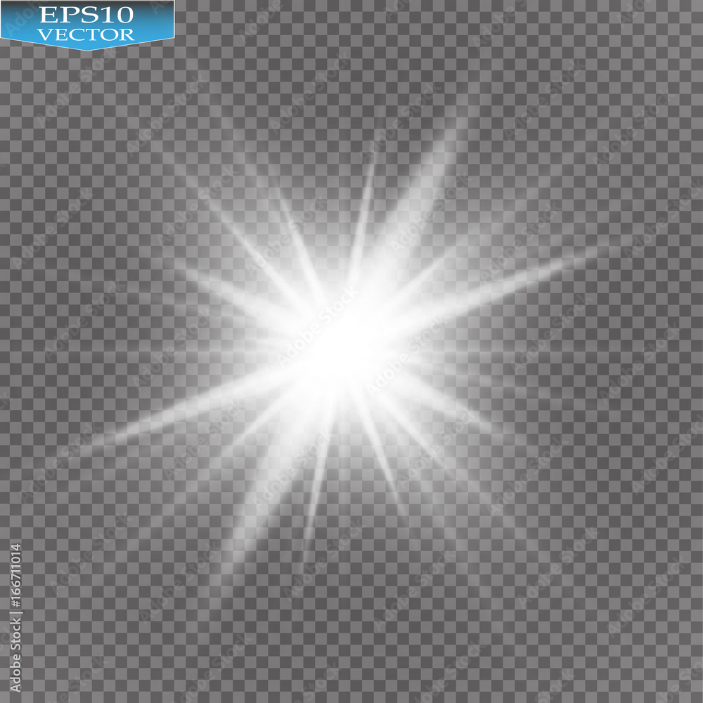 Wall mural glow light effect. starburst with sparkles on transparent background. vector illustration.