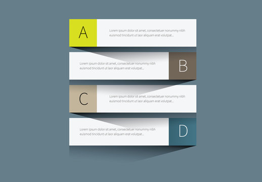 Four Section Lettered Tab Infographic Layout