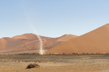 Whirlwind in the Namib desert / Tornado in the Namib Desert, Namibia, Africa.