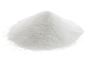 Heap of sea salt isolated on white background. 