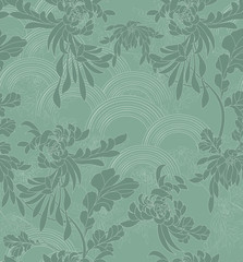 Aster flower on green arcs