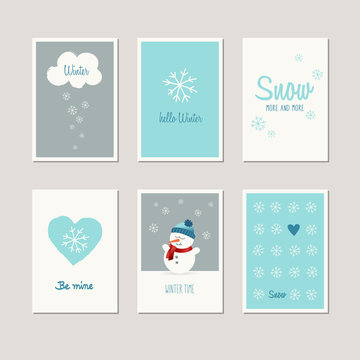 set of decorative winter cards