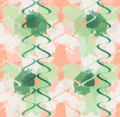 Grungy stains pink and green with waves