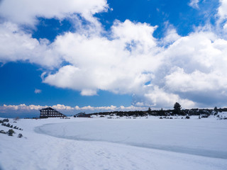 Mount Bezbog and cabin in Pirin Mountain, Bulgaria