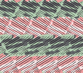 Hatched stripes with pink and green