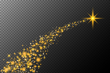 Abstract semitransparent vector magic glow star trail light effect with neon blur curved line shoots up. Sparkling translucent comet bokeh. Special white christmas effect on transparent background © 7razer