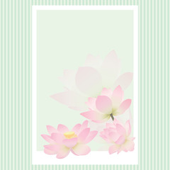Greeting card with delicate lotus water flowers