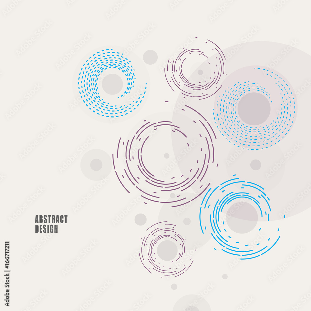 Poster vector background of circles and rounded lines in vintage style