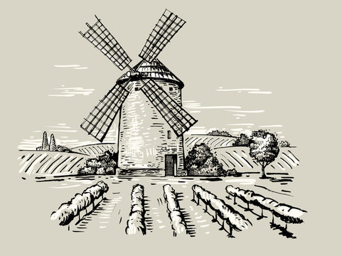illustration of a mill