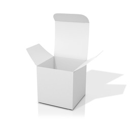 Open white box on a white background. 3D illustration