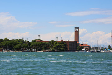Fototapeta premium Bell tower of the church of Santa Elena in Venice Italy