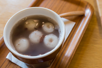 mochi in the hot red bean soup